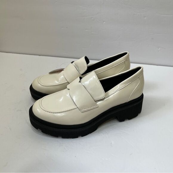NEW WITH TAGS BLONDO SUMMER LEATHER PLATFORM LOAFERS IN BONE - Picture 5 of 11